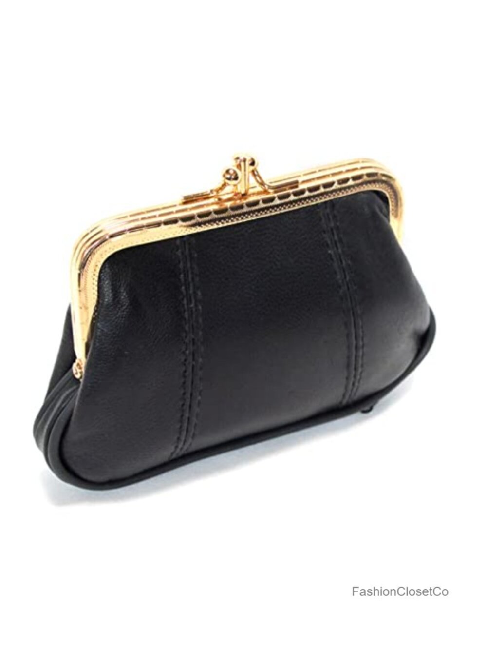 100% Genuine Leather Mini Wallet ID Credit Card Coin Purse with Frame & Zipper